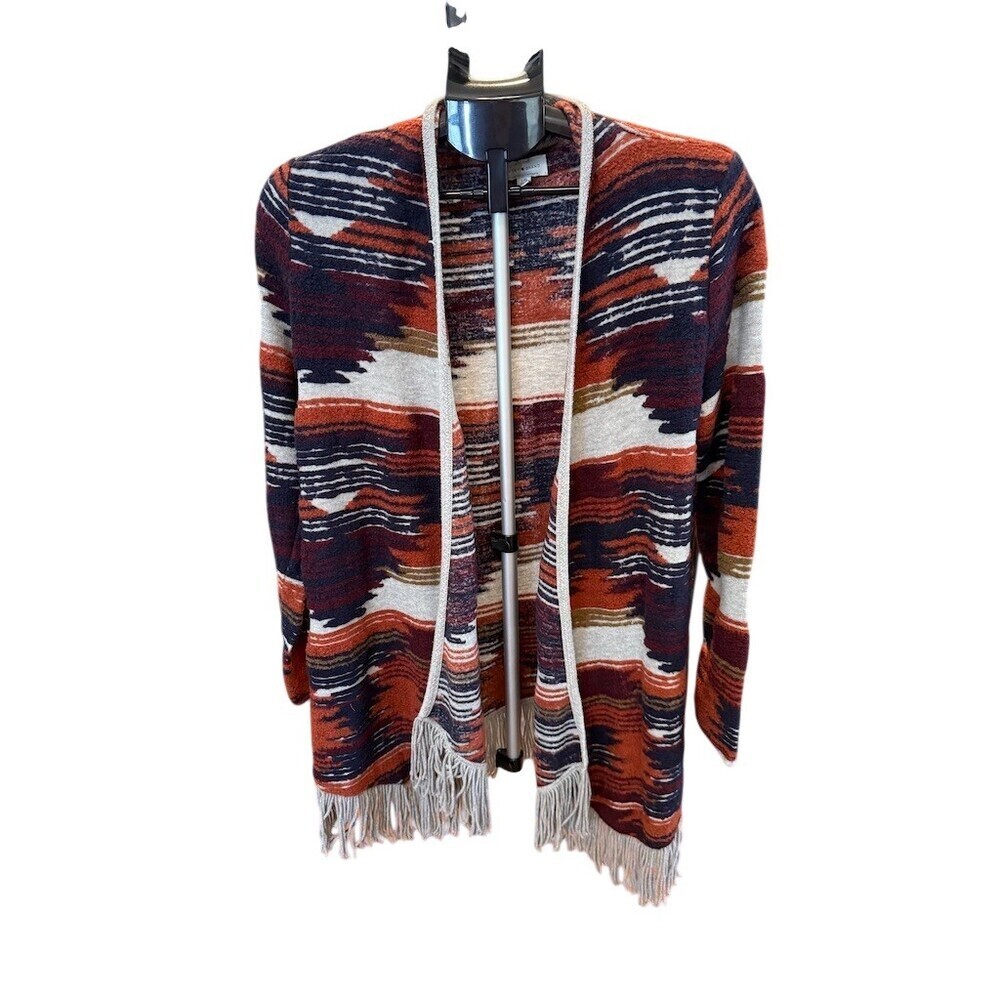 Lucky Brand Womens Multicolor Aztec Fringe Cardigan Sweater XL
